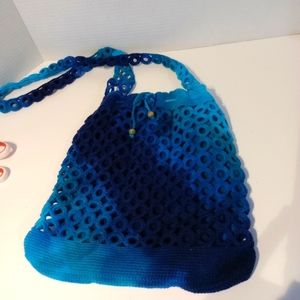 Dharma Trading Co. Blue Tye‎ dye Crocheted Bag